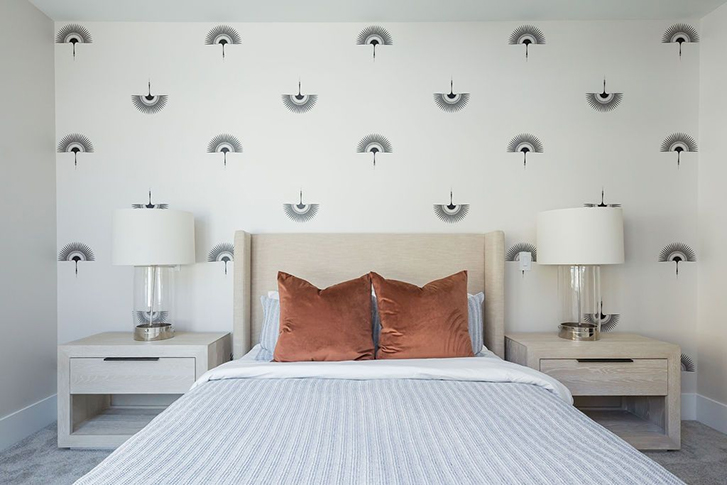 Bedroom with Wallpaper