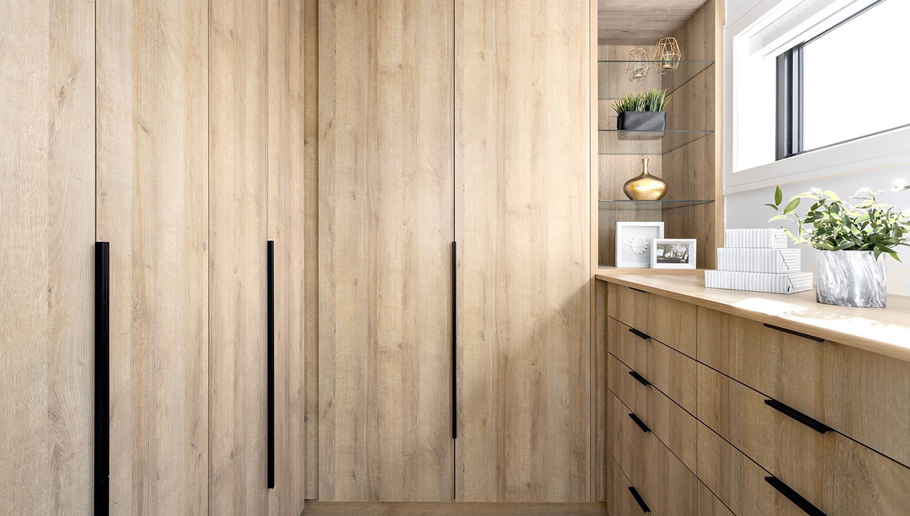 a white oak custom closet by Kalu Interiors