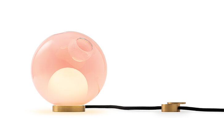 28 table light  by Bocci in opaque pink