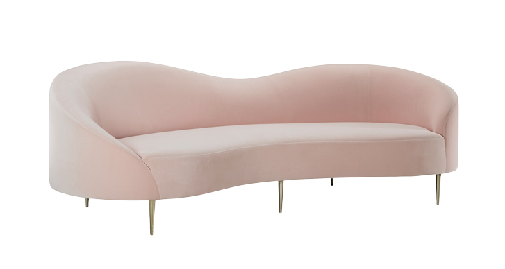Curvo Dale sofa  by CB2 in blush