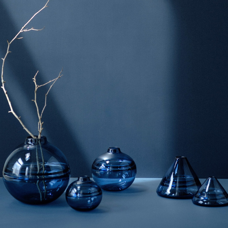 Dougherty Glassworks indigo glass vases