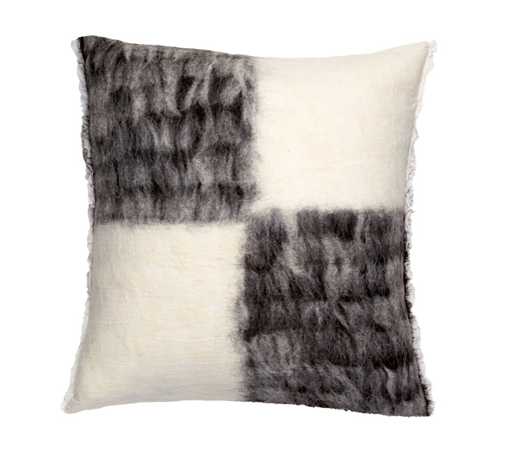 Black and white checkered Madda Studio bespoke cushion