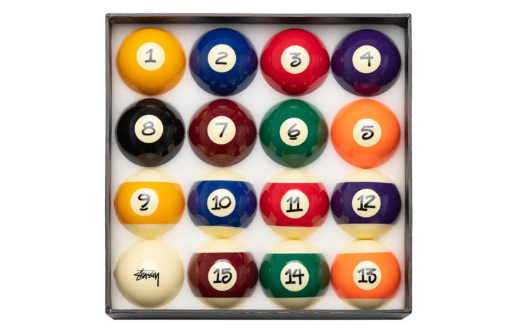 billiard balls ($151)—numbered with the classic Stüssy font
