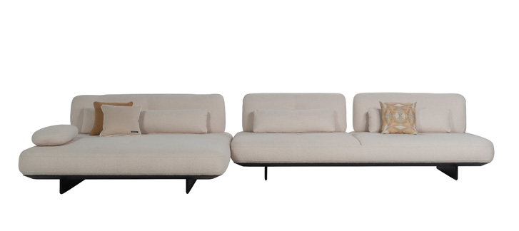 White two-piece rounded square sofa