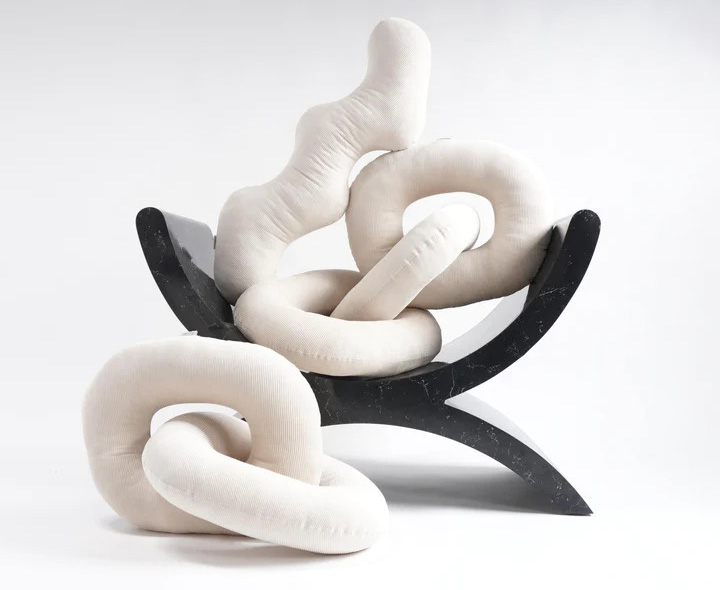 Annie Axtell's Wiggle and Link pillows in cream.