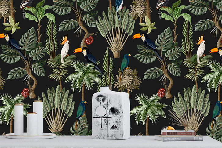 Jungle bird peel and stick wallpaper