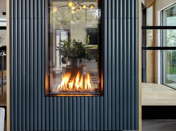 Double-sided fireplace from Vancouver-based interior design firm Knight Varga