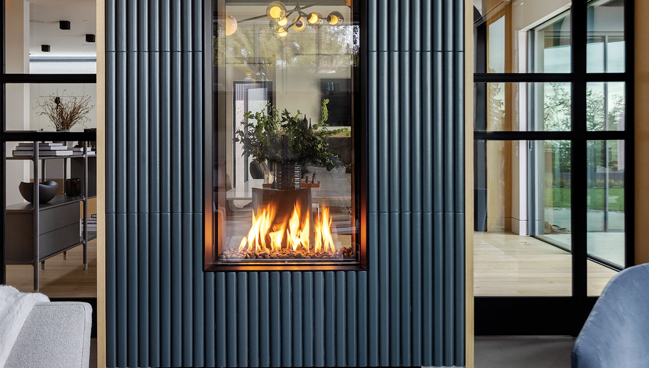Double-sided fireplace from Vancouver-based interior design firm Knight Varga
