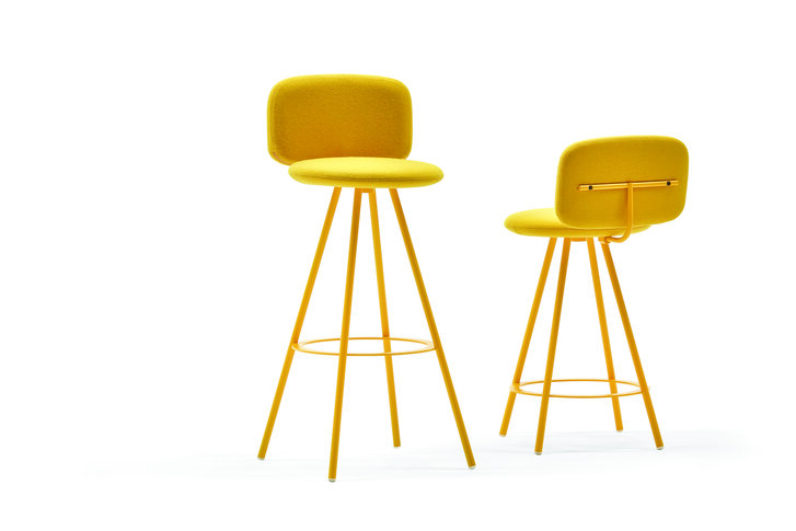 Two bright yellow barstools 