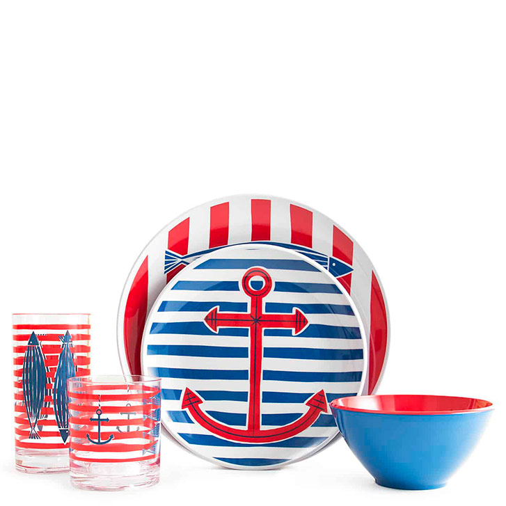 Jonathan Adler's Cote d'Azure Collection of durable melamine dishes