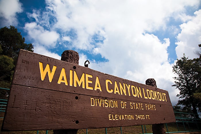Waimea Canyon Lookout sign