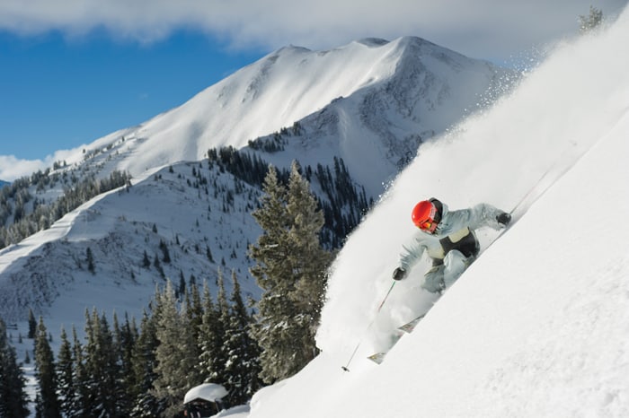 Man skiing, Aspen, Colorado.