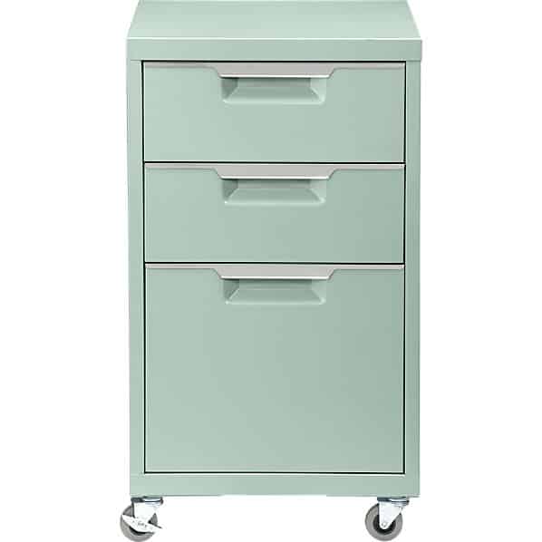 CB2 TPS mint 3-drawer filing cabinet