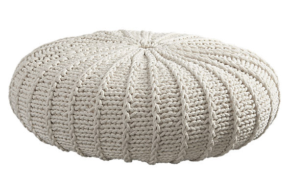 cb2 jumbo knit natural pouf