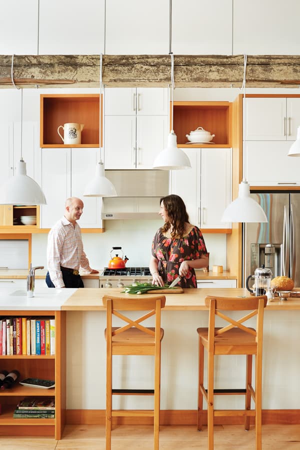 Homeowners John Johnston and Sara Simpson spotted staggered pendant lights in local restaurant Model Milk and decided to emulate the look at home.