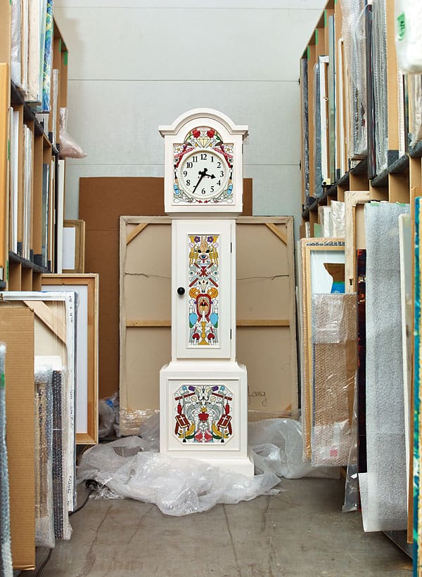 Altdeutsche white hand-painted grandfather clock ($5,517) by Studio Job for Moooi, moooi.com.