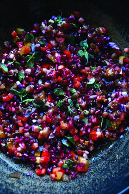 The Tomato and Pomegranate salad was inspired by Ottolenghi's trip to Turkey.