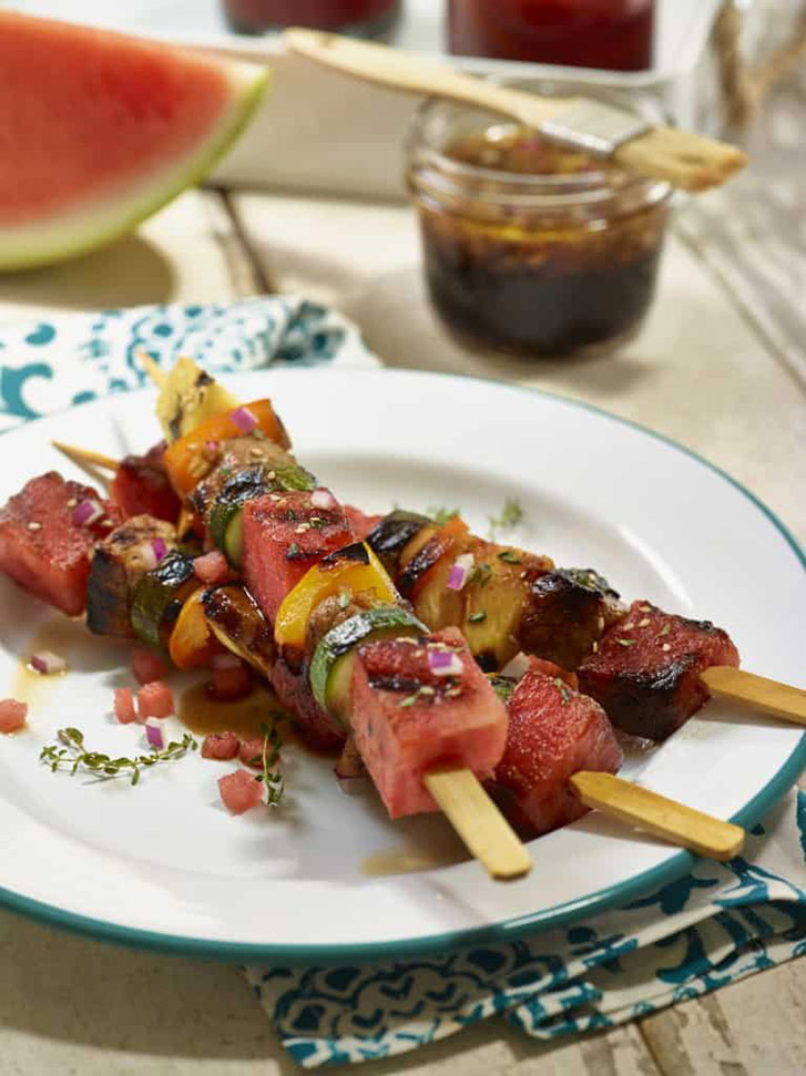 Pork and Watermelon Kebobs