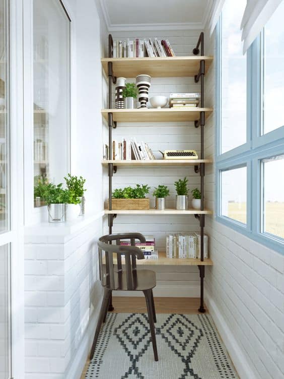 A floor-to-ceiling bookcase can focus the eye.