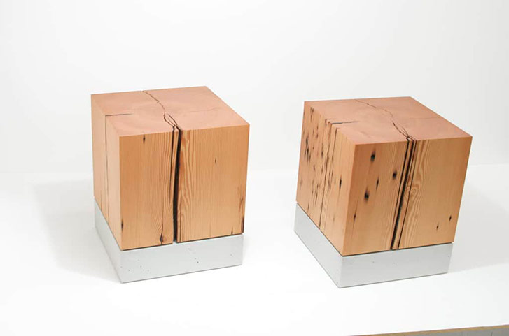 Steven Pollock's designs combine wood with concrete in modern forms.