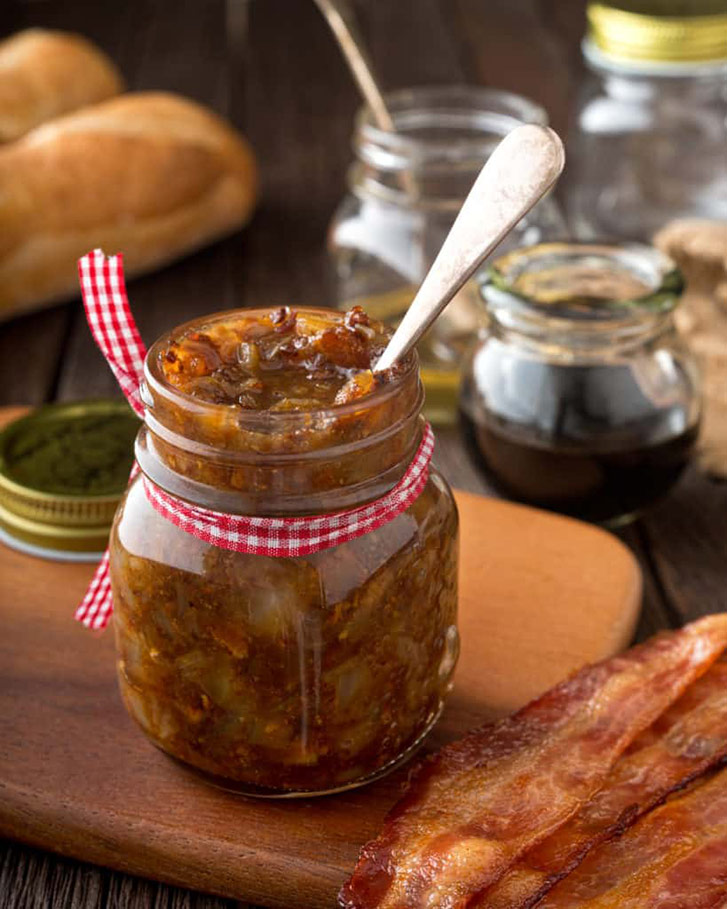 A jar of delicious home made bacon jam relish.