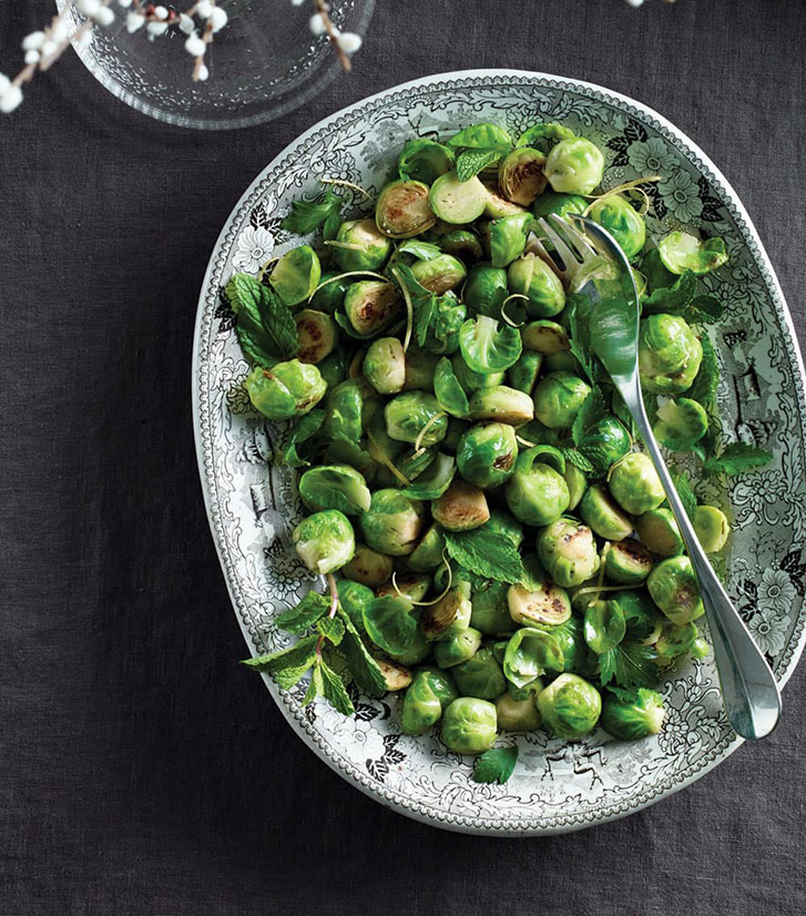 Fried Brussels Sprouts with Lemon and Mint